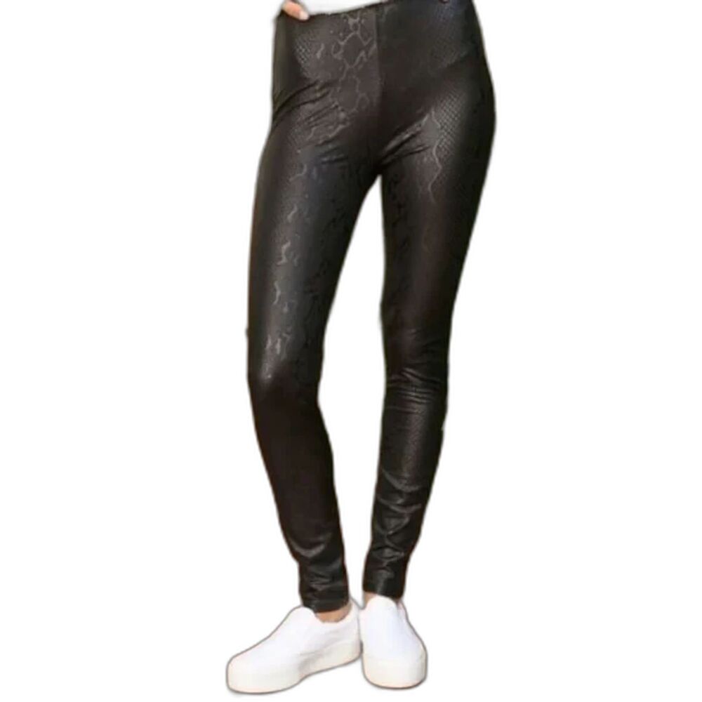Plush Revolve Legging Liquid Black Fleece Lined Snakeskin High Rise Size XXL